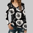 thumbnail image 7 of Womens Long Sleeve T Shirts Casual V Neck Graphic Printed Slim Fit Basic Tee Comfy Pullover Tunic Tops (S, Black), 7 of 7