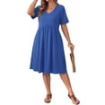 thumbnail image 4 of WellSize Plus size Dresses For Women Floral Casual V Neck Short Sleeve Sundresses Midi Summer Dress with Pockets, 4 of 8