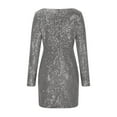 thumbnail image 6 of qolati Women's Sequin Bodycon Dresses Long Sleeve Deep V Neck Mini Wrap Dress Elegant Glitter Ruched Evening Gown Party Cocktail Dress, 6 of 6