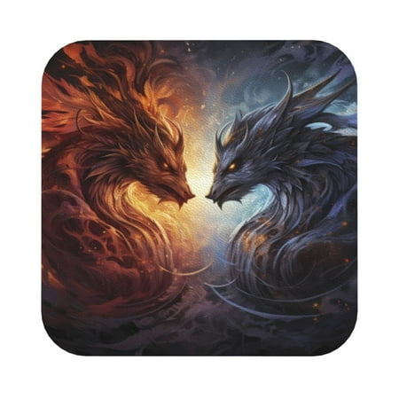 

Matuu Red And White Beast for Cup Coasters Set of 6 Leather Coasters Desk Coasters for Office Measures 4” x 4” Square