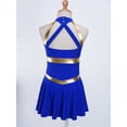 thumbnail image 5 of YONGHS Kids Girls Cheerleading Uniform Outfits Sleeveless Letters Printed Fancy Dress A Royal Blue 16, 5 of 7