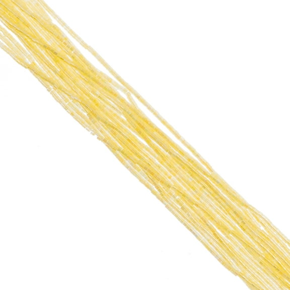 John Bead 23g Cylin Beads Pale Yellow Lined Hank 11/0 Glass Bugle Seed Beads for Jewelry Bracelets Necklaces Earrings Making Embroidery Home Decor