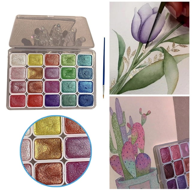 Musbetu 20/24 Colors Watercolor Paint Set Seamless Blending High Transparency Fine Pigment Distribution Natural Gum Portable Palette