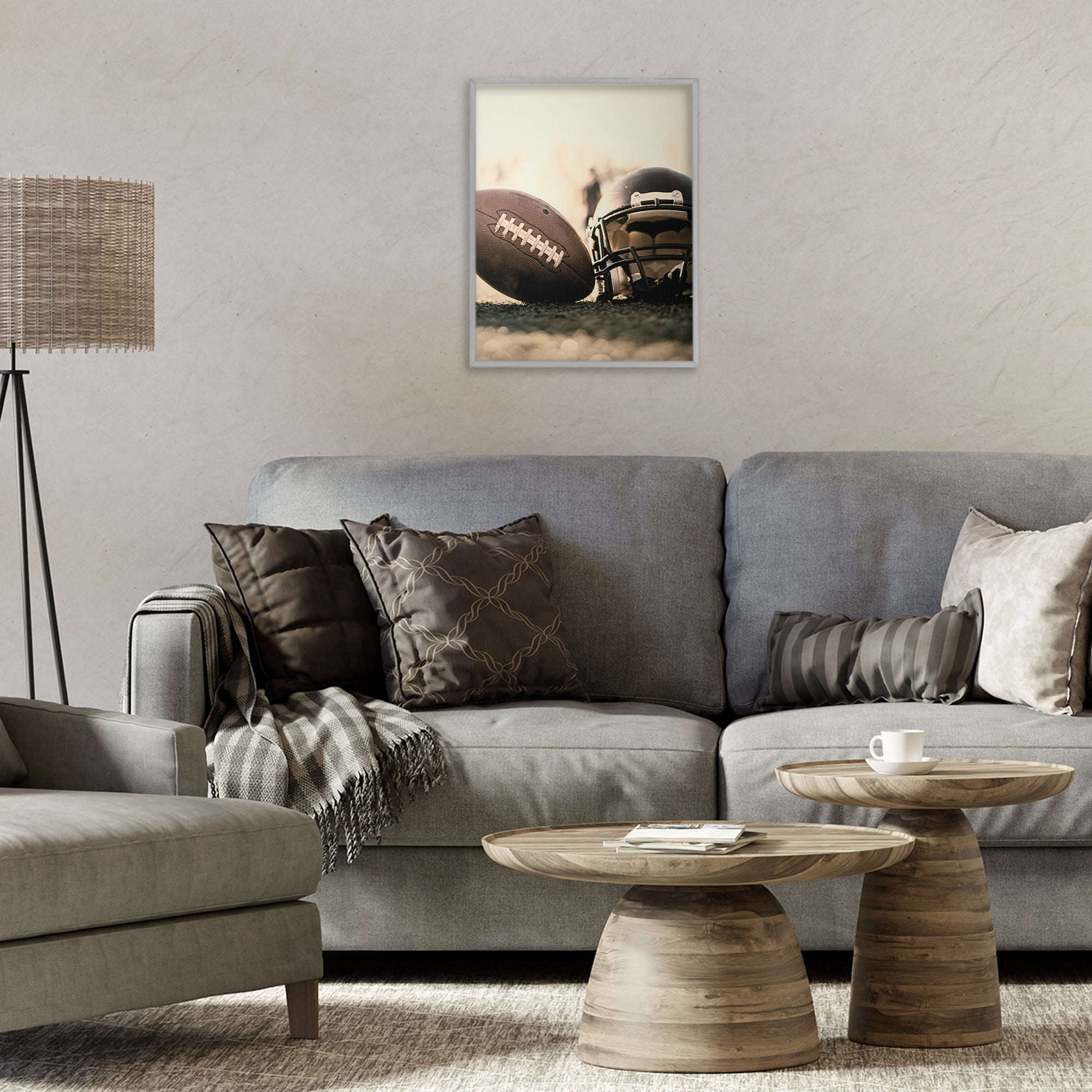 Stupell Industries Football Stand Alone Gray Framed Giclee Art, design by Jesse Keith