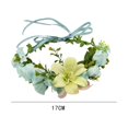 thumbnail image 7 of Floral Crown Bridal Headpiece Flower Headband with Ribbon, Children Knitting Headband Hair Wreath Garland Headbands for Party Events Festival Green, 7 of 7