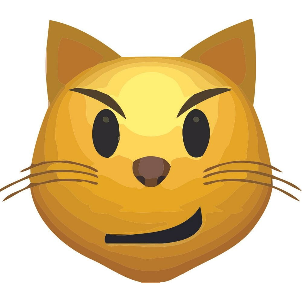 Yellow Kitty Emoji Face Oval Decal Sticker Vinyl Wall Art Car Laptop