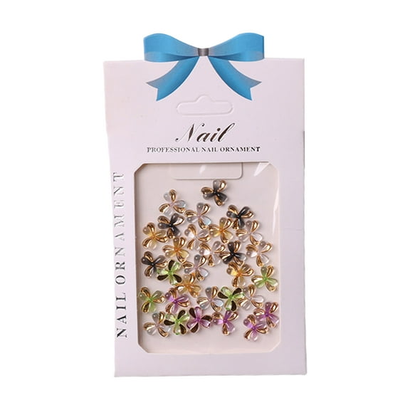 huanledash 1 Bag Nail Art Charm 3D Effect Easy Paste Removable Long Lasting DIY Craft Accessories Mixed Color Clover Heart Shaped Nail Art Rhinestone Manicure Tool