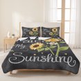 thumbnail image 3 of Twin XL Quilt Set 68''x98'', You Are My Sunshine Bedspread Coverlet with 2 Pillow Shams, Yellow Sunflowers Cute Bees Heart Dark Gray Breathable All Season Quilt Bedding for Dorm/Guest Room, 3 of 9