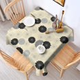 thumbnail image 2 of Geometric Flower and Dahlia Beige Square Tablecloth, Waterproof Wipeable Spillproof Washable Table Cover for Home Kitchen Party and Daily Decor 42"x42", 2 of 6