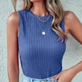 thumbnail image 2 of Women Summer Tops Women Fashion Casual Sleeveless Top Casual Knit Shirt Vest Round Neck Splice Tanks Top Dress Womens Business Tops for 3x for Dressy Camisole Crop Blue XL, 2 of 7
