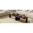thumbnail image 4 of Harper & Bright Designs Rectangle Coffee Table Set of 2, Minimalist Wood Center Table with Splicing Design for Living Room, Black, 4 of 13