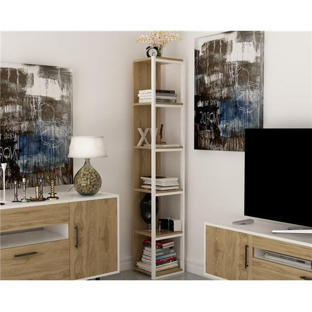 Decorotika TXS71BCB02 Bibliothèque Cubique Texas 70 Po. - Chêne Oud & Blanc