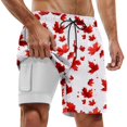 thumbnail image 2 of CONZONE Mens Swim Trunks With Stretch Liner Maple Leave Graphic Board Shorts for Men Elastic Waist Drawstring Lightweight Quick Dry Summer Beach Swim Shorts With Pocket, 2 of 4