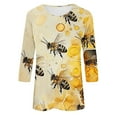 thumbnail image 5 of CYMMPU Bee Pattern Crew Neck Blouses for Women Dressy Casual Fall Trendy Shirts Tunic Tops Spring Tops Loose Fit 3/4 Sleeve Lightweight Basic Tees Multicolor XL, 5 of 5