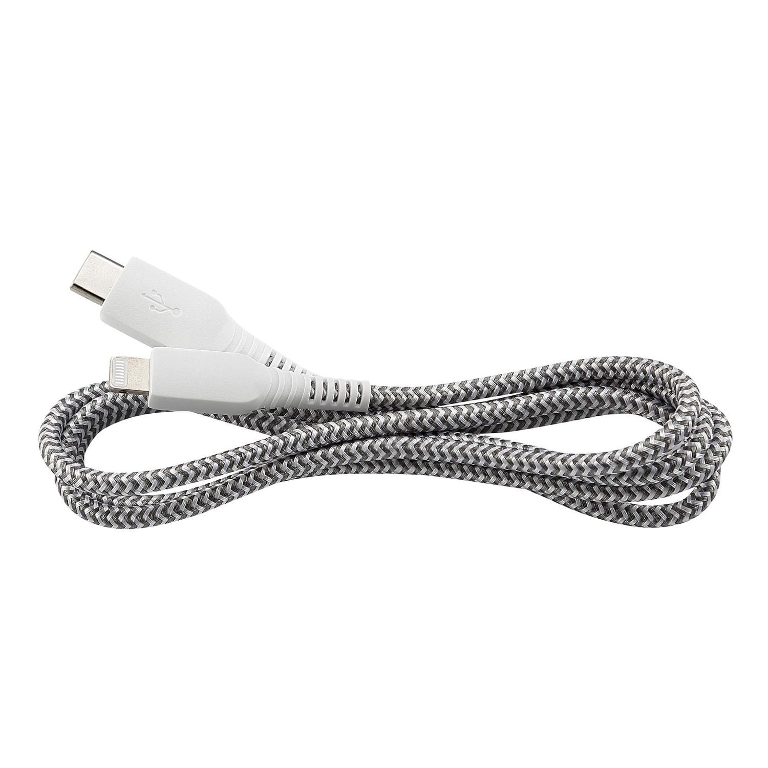 blackweb 6 FT Lightning to USB-C Charge and Sync Cable with Durable Braided Cable (White)