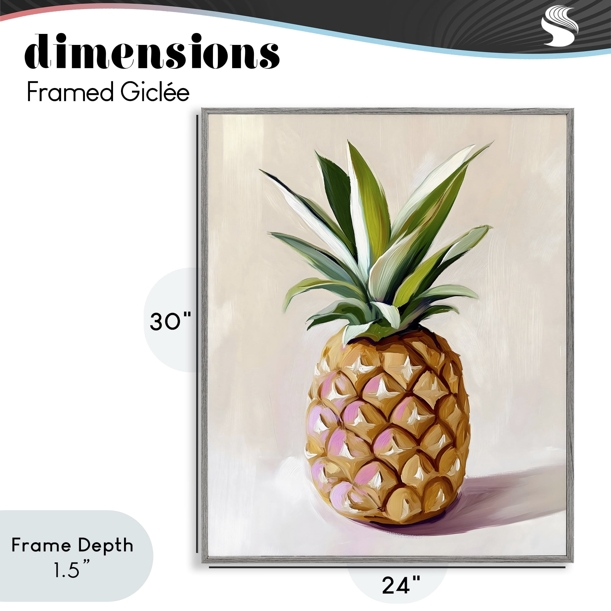 Stupell Industries Pastel Pineapple Tropical Fruit Gray Framed Giclee Art, design by The Prints Vibe