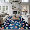 thumbnail image 4 of 5x8 Washable Area Rug, Cartoon Spacecraft Non-Slip Large Rectangle Rug for Living Room Dining Room, Green Red Planet Abstract Earth Blue Sky Indoor Floor Mat for Home Decor, 4 of 9