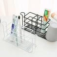 thumbnail image 5 of Toothbrush Holder Rack with Mouthwash Cup Holder Slots, Electric Toothbrush Toothpaste Holder Creative Wall-Mounted Drill Free Storage Rack for Bathroom, Black, 5 of 9