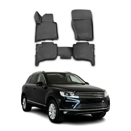 OMAC Floor Mats Liner for VW Touareg 2010-2017 Black TPE All-Weather 4 Pcs