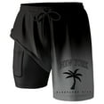 thumbnail image 4 of Mens Swim Trunks New York Gradient 2 In 1 Quick Dry Swim Shorts Mens Swimsuit Board Shorts With Pockets Black M, 4 of 4