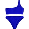 thumbnail image 1 of Women's Sexy Bathing Suits One Shoulder Tie Knot Front Bikini Swimsuit, 1 of 5