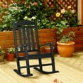 thumbnail image 3 of Spaco All Weather-Resistant HDPE Rocking Patio Chairs with Rustic High Back and Armrests, Rocking Chair with Oversized Seat and Slatted Backrest for Outdoor as Backyard, Lawn, Garden, Black, 3 of 11