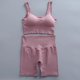 thumbnail image 1 of Conjunto de 2 piezas acanalado para mujer, conjunto de Top corto, ropa deportiva sin costuras para correr, traje deportivo y Top, pantalones cortos de gimnasio para Fitness de cintura alta para mujer, 1 of 5
