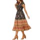 thumbnail image 4 of Vestido Boho Floral con Volantes y Mangas de Mariposa para Mujer Midi S Negro, 4 of 6
