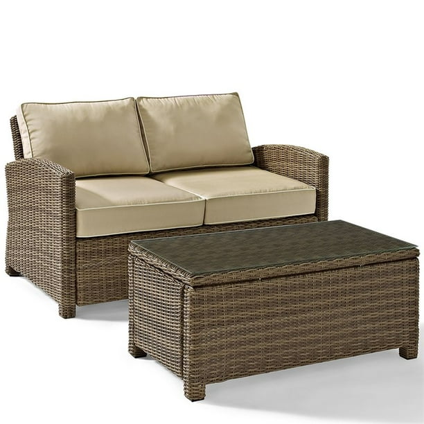 Crosley Furniture Bradenton 2 Piece Outdoor Wicker Seating Set with