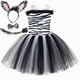 thumbnail image 2 of Disfraz de cebra para niños, disfraz de Halloween, traje de tutú con rayas blancas y negras para fiesta de cumpleaños, ropa elegante para niñas, 2 of 5
