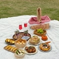 thumbnail image 4 of Cesta Mimbre Para Picnic, Cestas Ratán Para Jardín Con Tapa Y Asa, Cuerpo Tejido, Reforzada Con Tela Lino, Para Pascua, Camping, Dís La Madre Y Actividades Al Aire Libre, 4 of 7