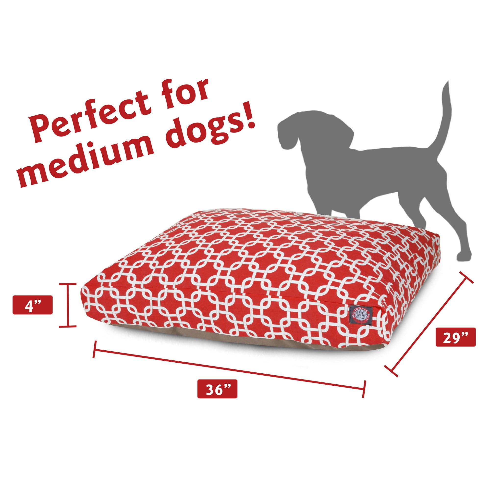 Majestic Pet | Links Shredded Memory Foam Rectangle Pet Bed For Dogs, Removable Cover, Red, Medium