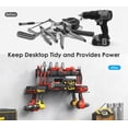 thumbnail image 2 of CCCEI Garage Tools Storage with Charging Station. Power Tool Battery Organizer Utility Shelf with Power Strip. 4 Drills Holder Wall Mount Rack, Black., 2 of 7