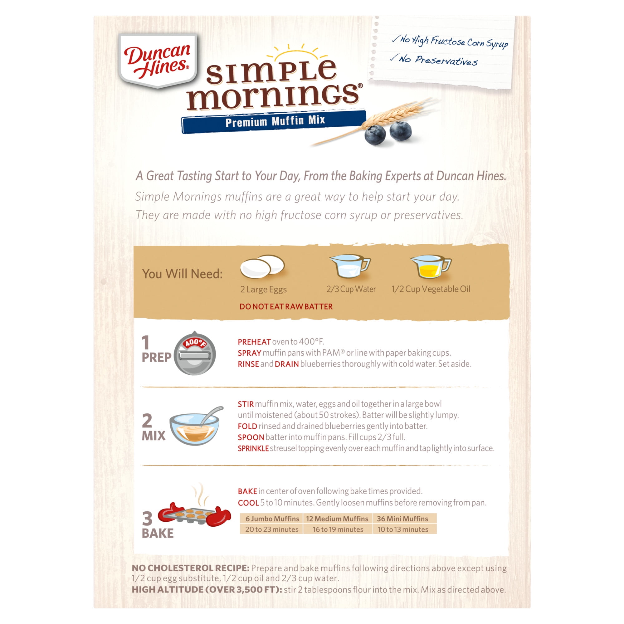(4 pack) Duncan Hines Simple Mornings Blueberry Streusel Flavored Muffin Mix, 20.5 oz.