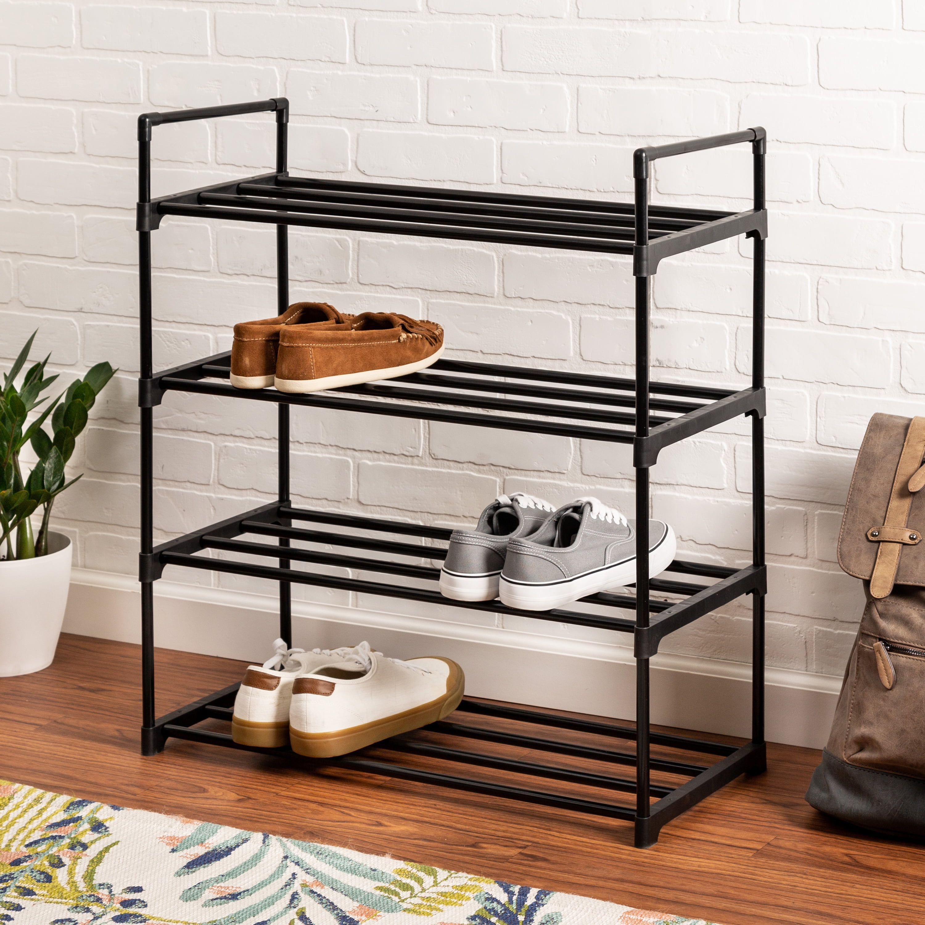 Berkley Jensen 4-Tier Metal Shoe Rack, Black