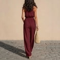 thumbnail image 6 of Edvintorg Women's Summer One Piece Jumpsuits Dressy Casual Sleeveless V-Neck Wide Leg Rompers Jumpers with Pockets Travel Clothes, 6 of 8