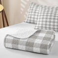 thumbnail image 4 of Erosebridal Gray Plaid Bed Spread Queen,Gingham Pattern Queen Coverlet Set For Boys,3pcs, 4 of 7