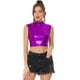 thumbnail image 1 of Top corto metálico para mujer, camisetas sin mangas holográficas brillantes sin mangas para fiesta Púrpura M, 1 of 5
