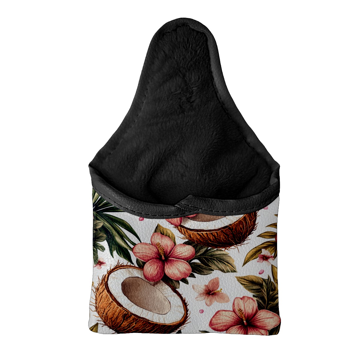 Golf Mallet Putter Cover Premium Leather Waterproof Golf Putter Head Cover with Magnetic Closure Coconut Flowers