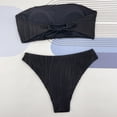 thumbnail image 5 of CaComMARK PI Clearance Bikini Sets for Women Strapless Solid Color 2 Pieces Swimsuit Bathing Suit Bandeau Bikini Black 6(M), 5 of 6