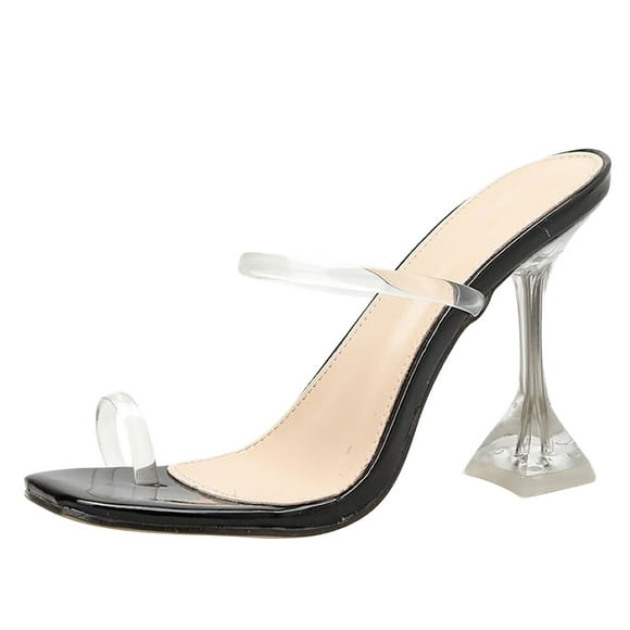 LSLJS Summer New Style Wine Glass High Heel Slippers Ladies Square Toe Shoes, Women's Slippers