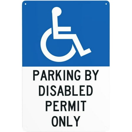 Handicap Parking Sign, Parking by Disabled Permit Only Metal Warning Signs, Cautions Security Tin Sign, Safety Signs Metal Tin Sign 8x12 Inch