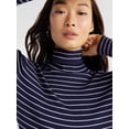 thumbnail image 4 of Time and Tru Women's Striped Ribbed Turtleneck, Sizes XS-XXXL, 4 of 5