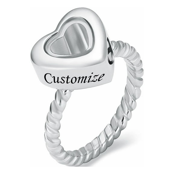 Glass Heart Cremation Jewelry for Ashes Holder Urn Ring for Ashes of Loved One