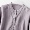 thumbnail image 4 of Mittory Cotton Linen Button Down Shirts for Women Mandarin Collar 3/4 Length Sleeve Tops Dressy Casual Loose Fit Plain Blouse, 4 of 8