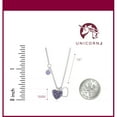 thumbnail image 2 of Sterling Silver 925 Purple Double Heart Pendant Necklace with Cubic Zirconia Dangle Accent on Rolo Chain 16" Italy Unicornj, 2 of 5