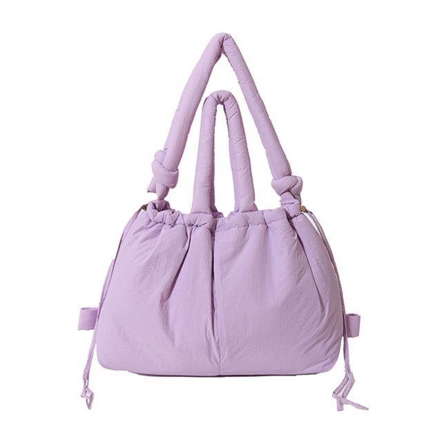 Bolso Bandolera Puffer Tote Bag para Mujer Correa Ajustable Nylon Sólido Puffy Monedero
