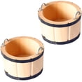 thumbnail image 6 of KALLORY 2Pcs Miniature Rustic Wooden Barrels Miniature Wood Bucket with Handle Kids Pretend Play Toys, 6 of 8