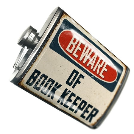 

NEONBLOND Flask Beware Of Book Keeper Vintage Funny Sign