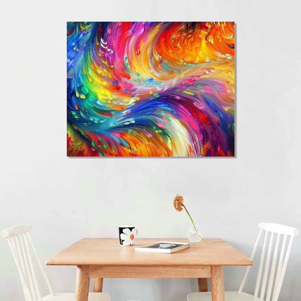 COMIO Abstract Colorful Wall Art Rainbow Canvas Wall Decor Bright Multicolor Color Blocks Splash Picture Art Modern Contemporary Prints Artwork for Home Living Room Bedroom Office Decoration